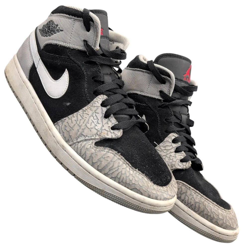 Nike Air Jordan 1‎ Mid SE Shoes Mens 10.5 Black Grey Elephant Print DM1200-016